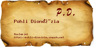 Pohli Dionízia névjegykártya